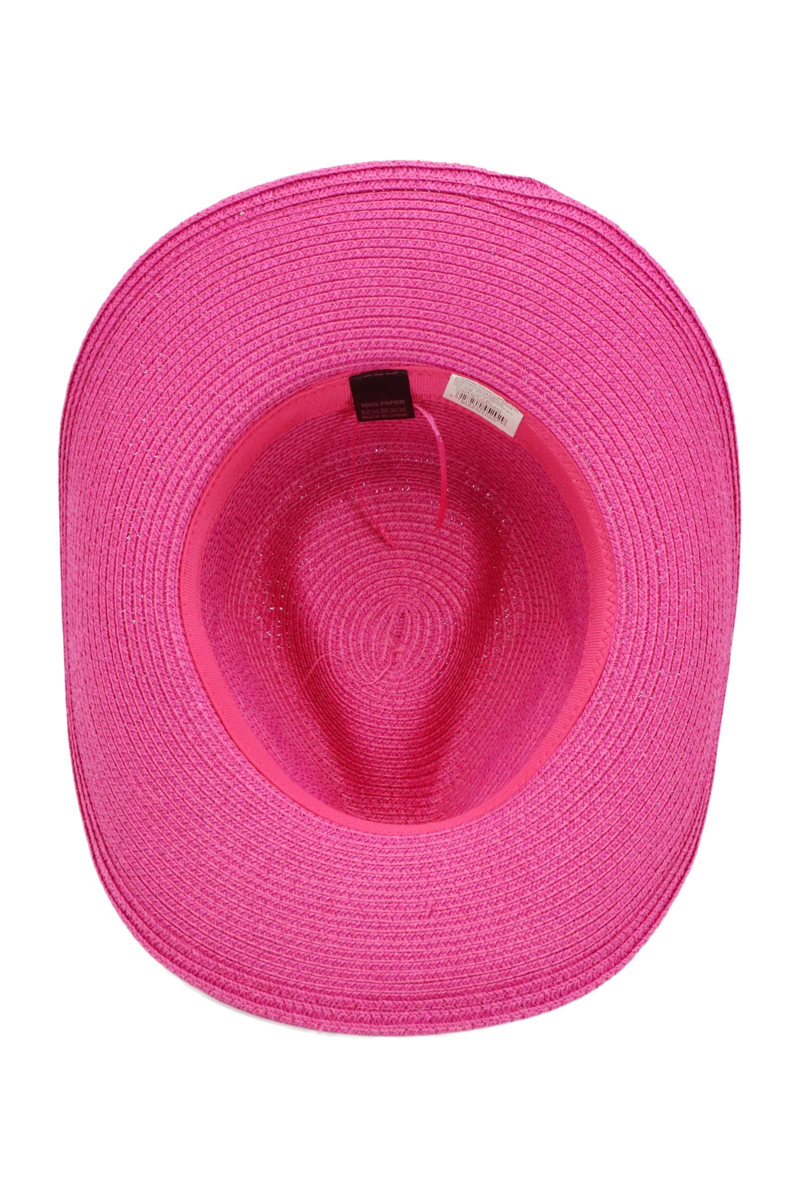 Crystal Flower Bling Patch Paper Straw Yeehaw Cowboy Hat: BEIGE / ONE SIZE