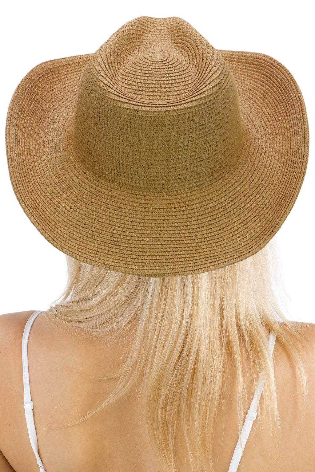 Crystal Flower Bling Patch Paper Straw Yeehaw Cowboy Hat: BEIGE / ONE SIZE