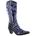 Black and Gray Sequined Tall Cowboy Boot