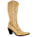 Gold Sequin Tall Cowboy Boot