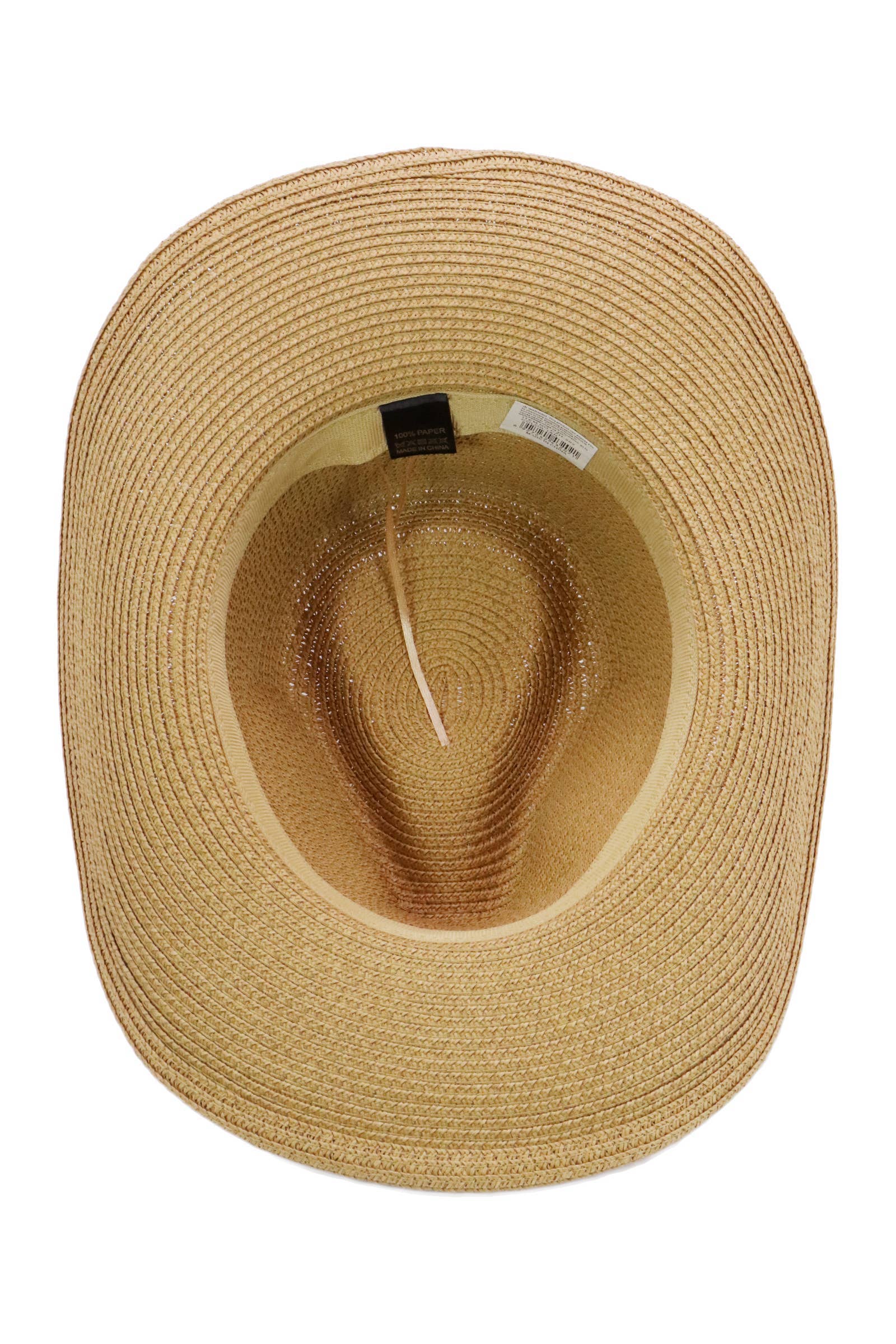 Crystal Flower Bling Patch Paper Straw Yeehaw Cowboy Hat: BEIGE / ONE SIZE